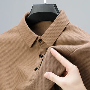 Shirts:  POLO Shirt. Waffle Texture. Long Sleeved. Printed Lapel .
