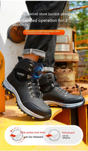 Load image into Gallery viewer, Boots:  Leather Safety Boots. Button Release. Waterproof. Indestructible. Steel Toe. Kevlar Midsole. Anti-puncture.  (See Images for Size conversions)
