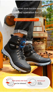 Boots:  Leather Safety Boots. Button Release. Waterproof. Indestructible. Steel Toe. Kevlar Midsole. Anti-puncture.  (See Images for Size conversions)