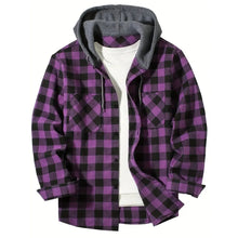 Load image into Gallery viewer, Coats / Jackets: Classic Plaid Flannel Button Down. Hooded. Long Sleeved. Double Pockets. Spring / Autumn
