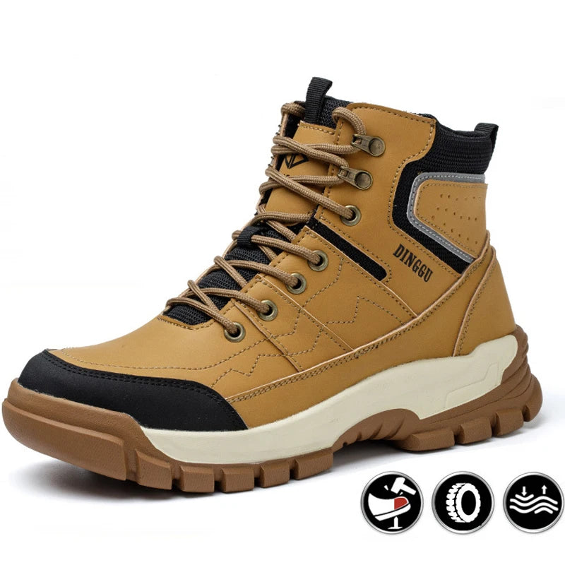 Boots: Waterproof Work Boot: Steel Toe. Anti Smashing, Anti Piercing. Non-slip.