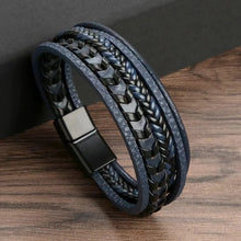 Load image into Gallery viewer, Wristwear: 1pc Leather Bracelet. Multi-layered, Vintage. Braided . Magnetic Buckle
