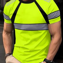 Cargar imagen en el visor de la galería, Safety Wear: Quick Dry T-shirt. High Reflectivity. Stripe Mesh. Short Sleeve. Also a  good workout shirt.

