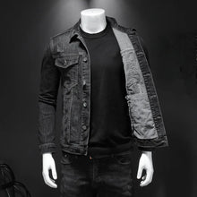 Load image into Gallery viewer, Coats / Jackets: Denim Jacket. Black Casual Cotton Turn Down Collar. Motorcycle Styling.
