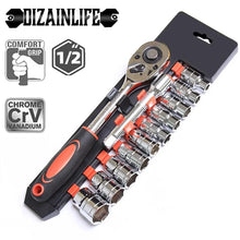 Load image into Gallery viewer, Gadgets / Tools: 12pcs Socket Wrench Set. 1/2 Inch Base. Metric Heads.
