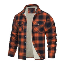 Load image into Gallery viewer, Shirts:: Fall Winter Ove rshirt. Plaid Print. Lapel. Soft Plush .Long Sleeve. Loose Fit. Thickened. Mid Length.
