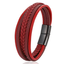Load image into Gallery viewer, Wristwear:  Braided Leather Men Bracelet Classic Hand-woven Magnetic Buckle Multi-layer Leather Bracelet For Men Jewelry Gift
