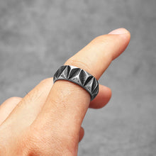 Load image into Gallery viewer, Wristwear/ WRings: Minimalism Ring.  RockRetroPunk Geometric Cut. Stainless Steel.

