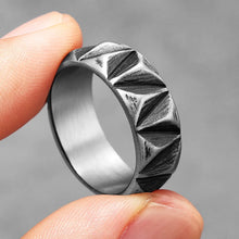 Load image into Gallery viewer, Wristwear/ WRings: Minimalism Ring.  RockRetroPunk Geometric Cut. Stainless Steel.
