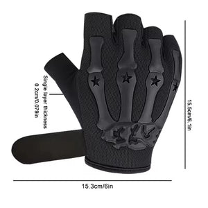 Gloves: Non-slip. Half Fingered. Velcro Wrist Strap