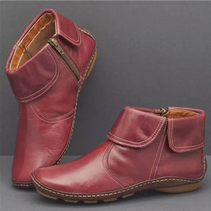 Boots: Ladies Ankle Style. Leather with Side Zipper.