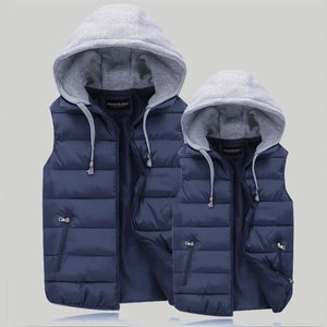 Coats / Jackets: Padded Vest for Spring or Autumn Hooded. Thick, Warm, Sleeveless.