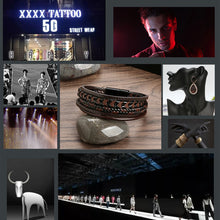 Load image into Gallery viewer, Wristwear: 1pc Leather Bracelet. Multi-layered, Vintage. Braided . Magnetic Buckle
