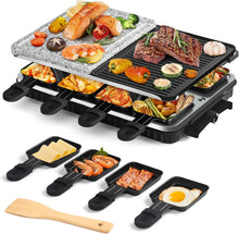 Load image into Gallery viewer, Gadgets: Electric Grill, 2-in-1 Nonstick Plate &amp; Stone with Cheese Pans, Adjustable Temperature 1300W.
