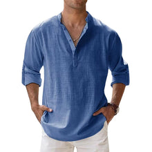 Cargar imagen en el visor de la galería, New Cotton Linen Shirts for Men Casual Shirts Lightweight Long Sleeve Henley Beach Shirts Hawaiian T Shirts for Men
