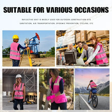 Load image into Gallery viewer, Safety Wear: Pink Women&#39;s Reflective Safety Vest. Front Pocket. Zipper. High Visibility Pastels.
