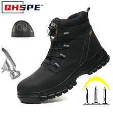 Load image into Gallery viewer, Boots: Waterproof Safety Boots. Indestructible Steel Toe. Anti-smash. Stab-resistant. Button Release..  (See Images for Size conversions)
