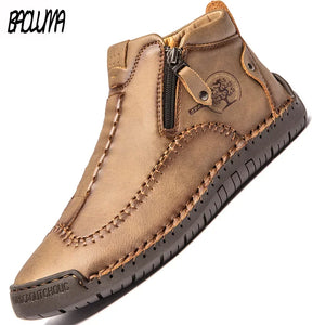 Boots: by Baoluma. Leather Men's Ankle Boots. Handmade. Metal Zipper. Luxury Leather Designer Boots.