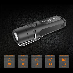 Gadget: Flashlight by TUNENGE. Mini Portable LED. Fits on  Keychain / Pocket.  USB Rechargeable. Waterproof.