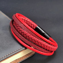 Load image into Gallery viewer, Wristwear:  Braided Leather Men Bracelet Classic Hand-woven Magnetic Buckle Multi-layer Leather Bracelet For Men Jewelry Gift
