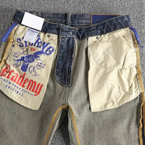 Pants: Nostalgic American Wash. Embroidered jeans. Slim Straight Leg.