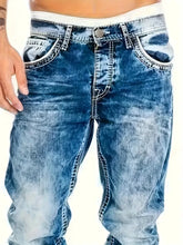 Load image into Gallery viewer, Pants: European American Jeans Men's Autumn New Slim Elastic Trousers Fashionable Vintage Wash Denim Pants Male Streetwear
