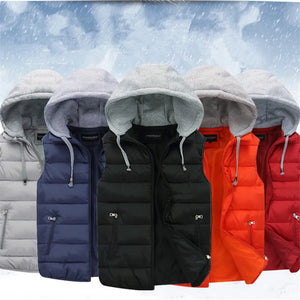 Coats / Jackets: Padded Vest for Spring or Autumn Hooded. Thick, Warm, Sleeveless.