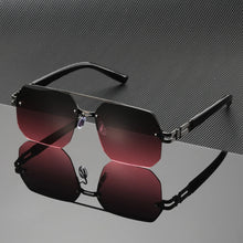 Cargar imagen en el visor de la galería, Eyewear: Sunglasses. Sleek Metal Frame. Modern Minimalist Style. Cool Urban and Highway look.
