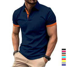Load image into Gallery viewer, Shirts: Polo. Short Sleeve. Casual.. Slim Fit.. Color Blocking. England Style Streetwear.
