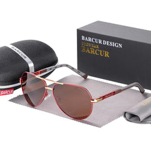 Load image into Gallery viewer, Eyewear: by BARCUR. Aluminum Vintage Men's Sunglasses. Polarized Coating. Classic Styling. Various Colors.
