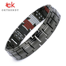 Load image into Gallery viewer, Wristwear: 100% Pure Titanium Magnetic Bracelet. Black and Silver Hematite. Health, Energy and Style.
